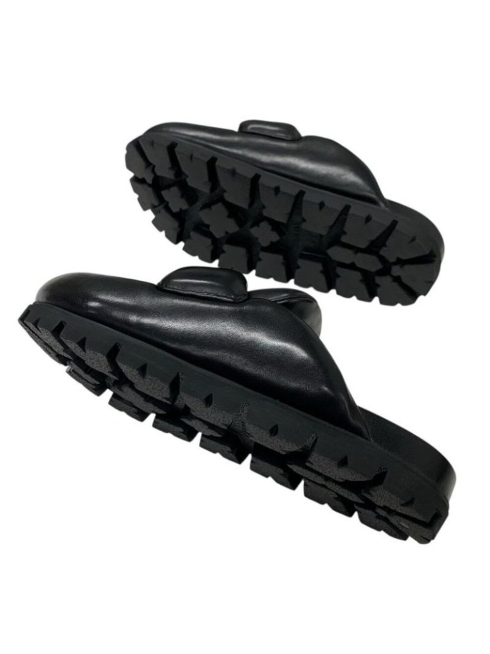 Prada Sandals Shoes Leather Black Triangle Logo Padded Nappa Sabot Mule - Picture 6 of 10